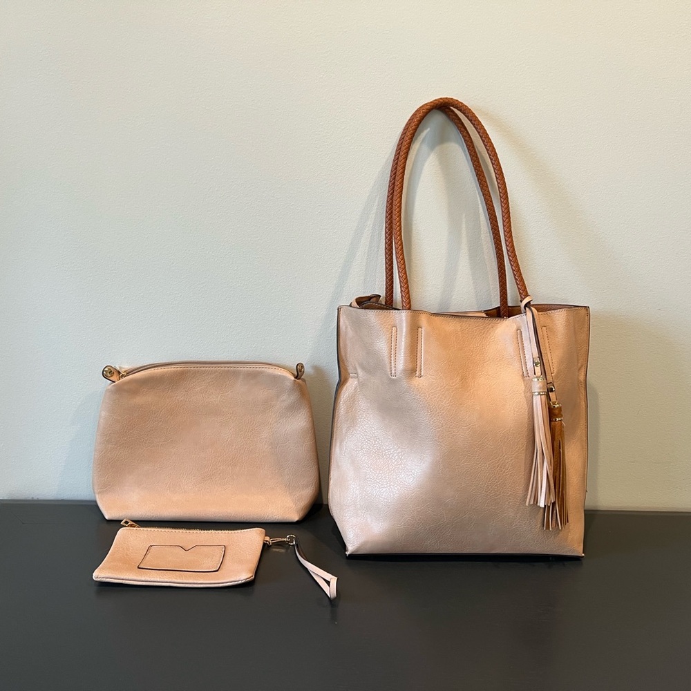 Leather Tote - 3 bags in 1!